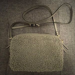 Gray Sherpa Crossbody Bag